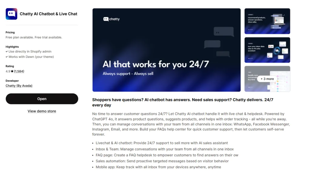 Chatty AI Chatbot & Live Chat